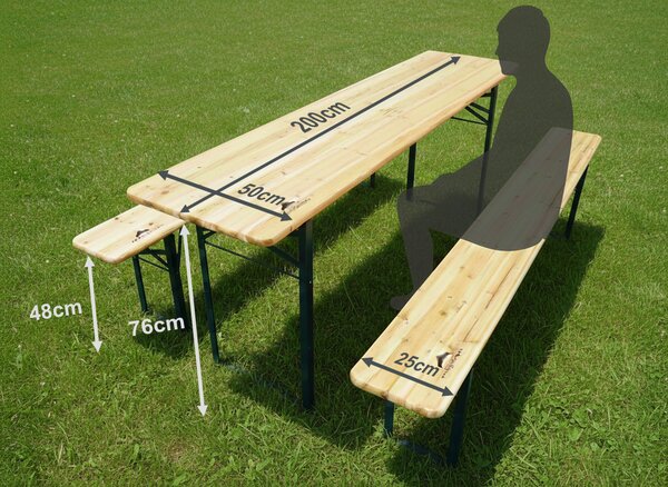 Dřevěný pivní set – 200 cm, 50cm