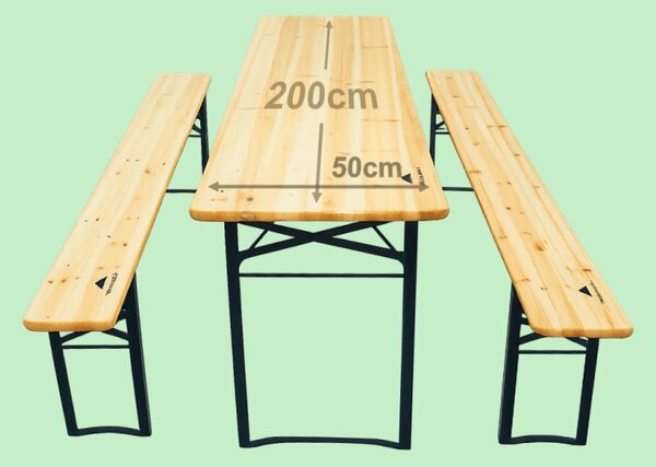 Dřevěný pivní set – 200 cm, 50cm