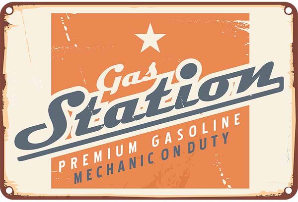 Ceduľa Gas Station - Premium Gasoline 30cm x 20cm Plechová tabuľa