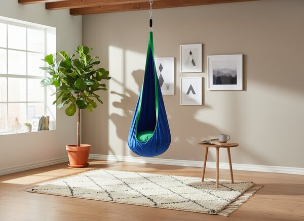 Závěsné křeslo pro děti – modrý kokon 70 × 150 cm