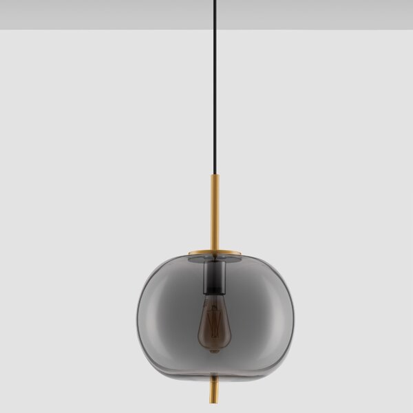 Kouřově šedé skleněné závěsné světlo Nova Luce Lato 30 cm