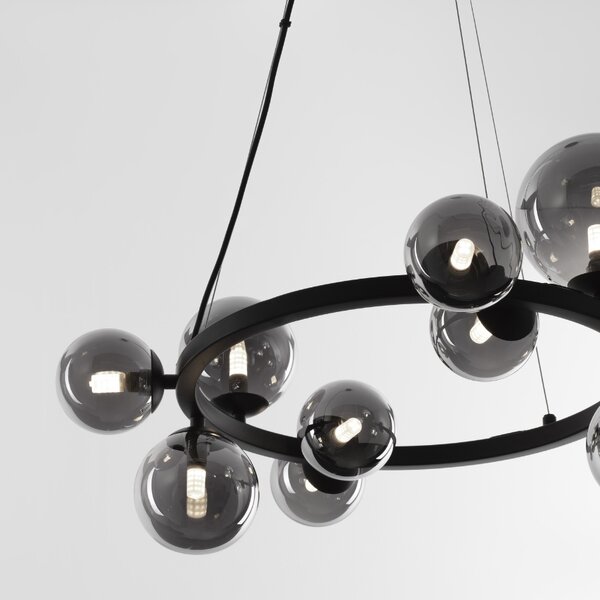Kouřově šedé skleněné závěsné světlo Nova Luce Odillia 64,2 cm