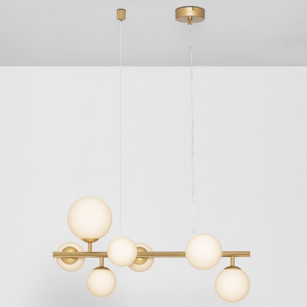 Opálově bílé skleněné závěsné světlo Nova Luce Odillia 65 cm