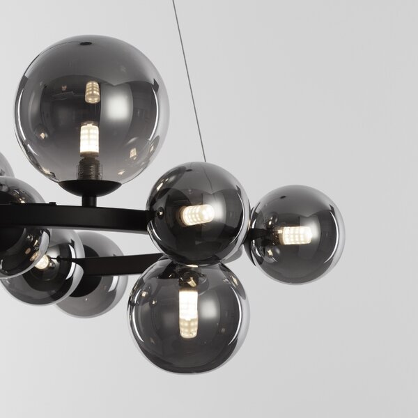 Kouřově šedé skleněné závěsné světlo Nova Luce Odillia 64,2 cm