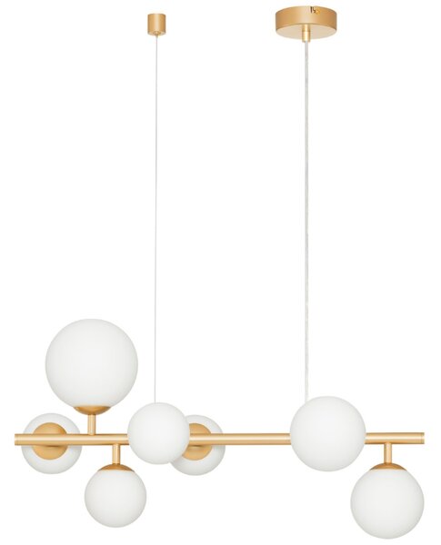 Opálově bílé skleněné závěsné světlo Nova Luce Odillia 65 cm