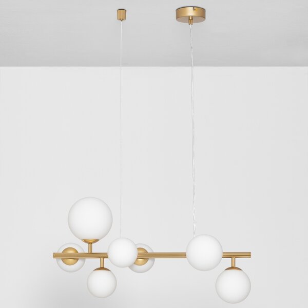 Opálově bílé skleněné závěsné světlo Nova Luce Odillia 65 cm