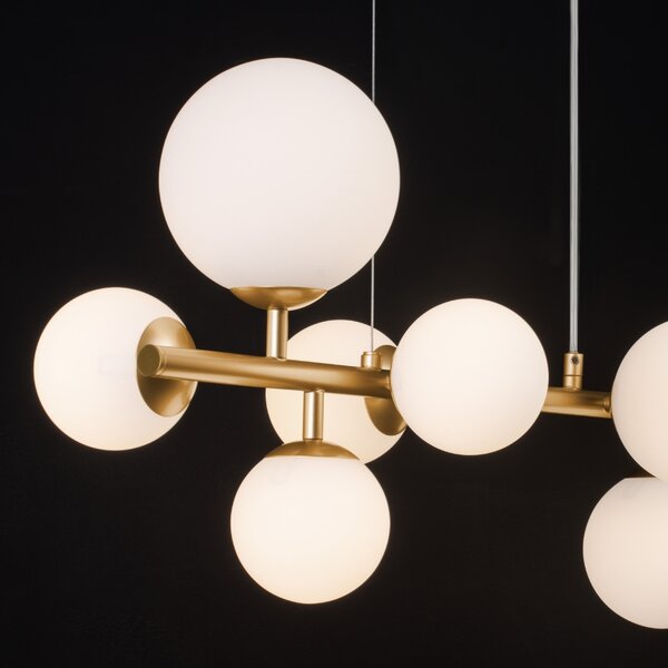Opálově bílé skleněné závěsné světlo Nova Luce Odillia 65 cm