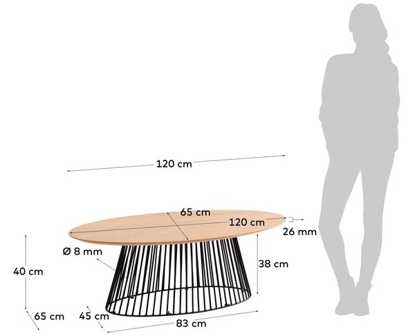 Mangový oválný konferenční stolek Kave Home Leska 120 x 65 cm