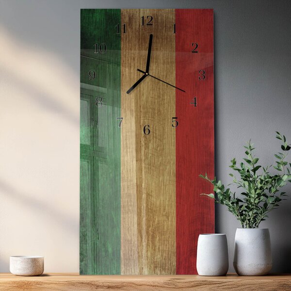 Skleněné hodiny vertikální Italská vlajka zsppc-30x60-00176521