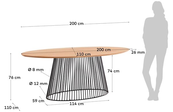 Mangový oválný jídelní stůl Kave Home Leska 200 x 110 cm