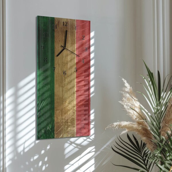 Skleněné hodiny vertikální Italská vlajka zsppc-30x60-00176521
