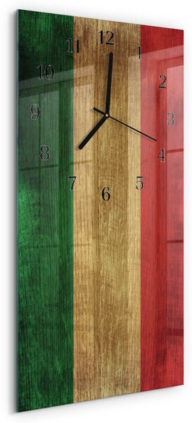 Skleněné hodiny vertikální Italská vlajka zsppc-30x60-00176521