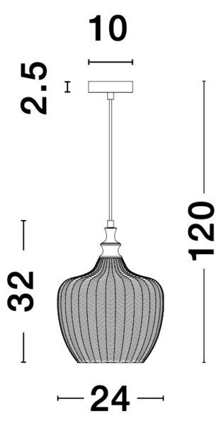 Kouřově šedé skleněné závěsné světlo Nova Luce Loni 24 cm