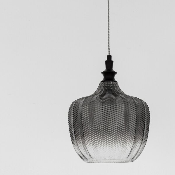 Kouřově šedé skleněné závěsné světlo Nova Luce Loni 24 cm
