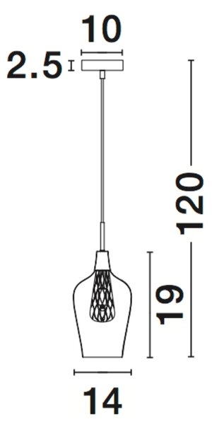 Skleněné závěsné světlo Nova Luce Filo 14 cm