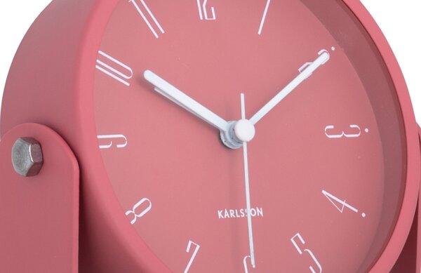 Present time Růžový kovový budík Grand
