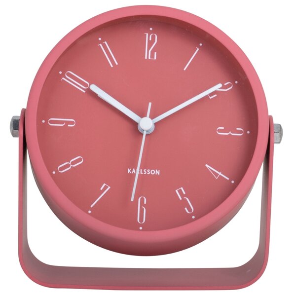 Present time Růžový kovový budík Grand