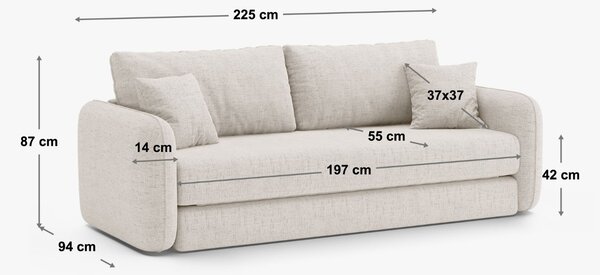 Micadoni Terakotově oranžová sametová rozkládací trojmístná pohovka Dormi 225 cm