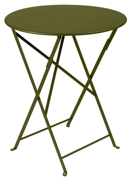 Zelený kovový skládací stůl Fermob Bistro Ø 60 cm - odstín pesto