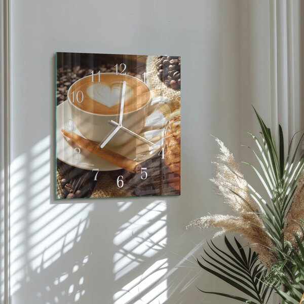Skleněné hodiny Kávové srdce zskb-30x30-00085100