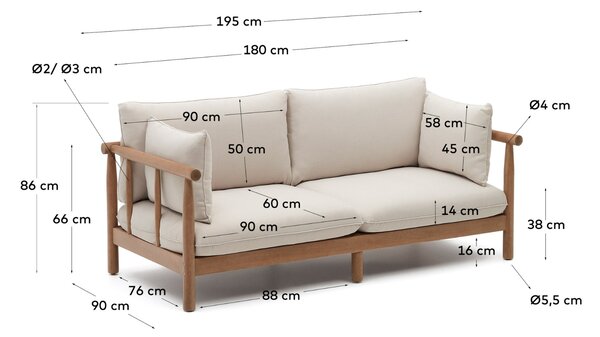 Kave Home Zahradní pohovka Sacova 195 cm