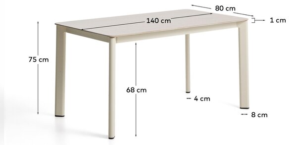 Kave Home Béžový zahradní stůl s keramickou deskou Anafi 140 x 80 cm
