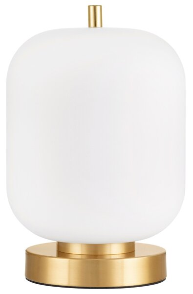 Bílá skleněná stolní lampa Nova Luce Lato se zlatou podstavou