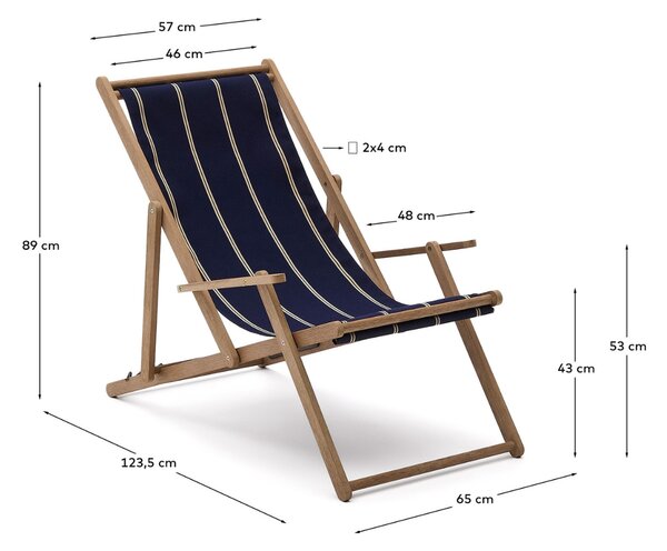 Kave Home Modro-bílé zahradní skládací lehátko Vilara