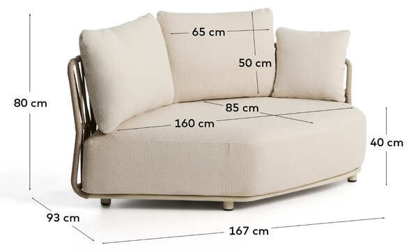 Kave Home Béžový zahradní modul Osani 167 cm s výpletem