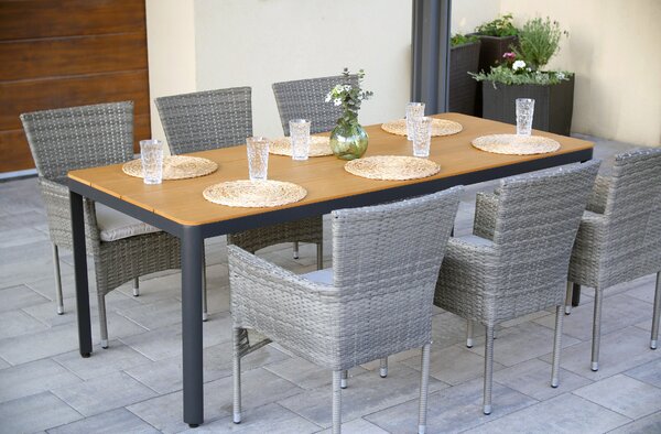 Noela Zahradní jídelní set Milano + 6x ratanové křeslo Bali PREMIUM