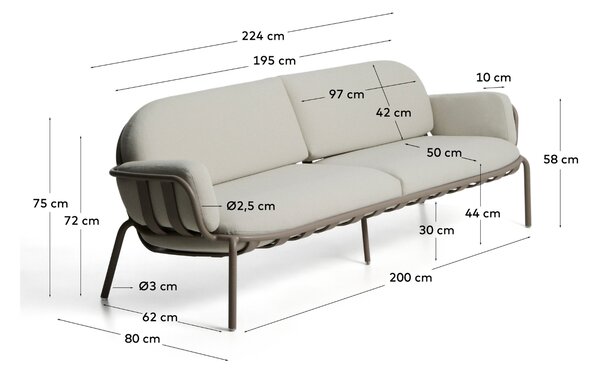Kave Home Béžová zahradní pohovka Joncols 224 cm