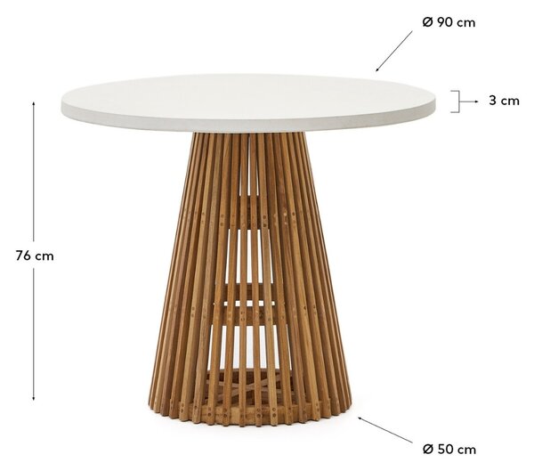 Teakový zahradní stůl s bílou deskou Kave Home Alcaufar 90 cm