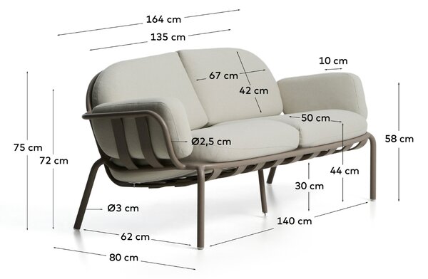 Kave Home Béžová zahradní pohovka Joncols 164 cm