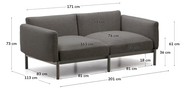 Kave Home Zahradní pohovka Sorells 201 cm se šedou podnoží