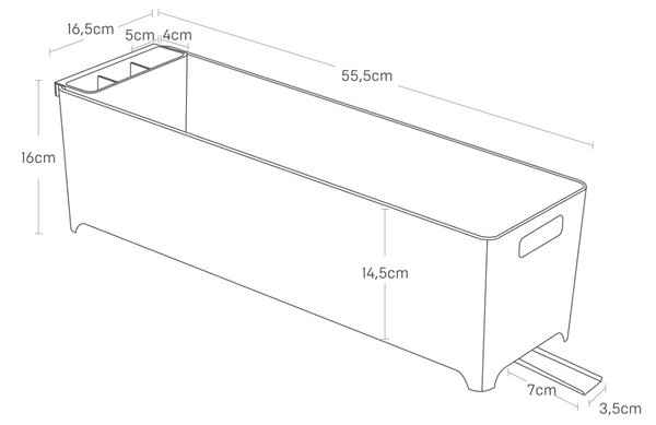 Černý plastový odkapávač Yamazaki Tower 55,5 x 16,5 cm