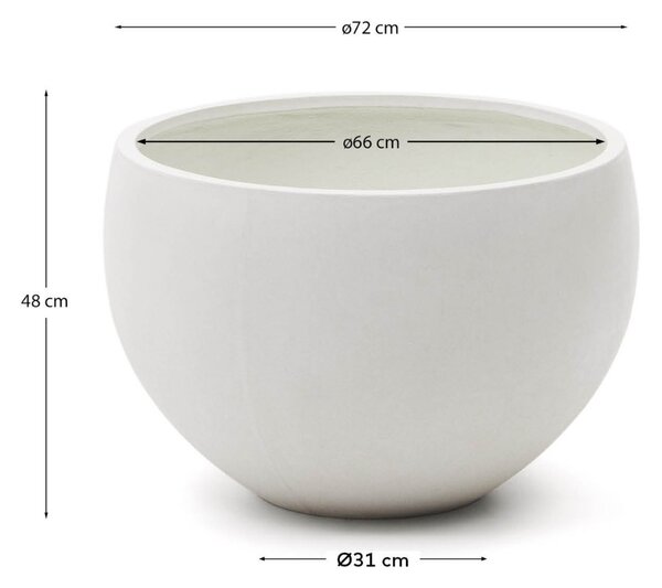 Bílý cementový zahradní květináč Kave Home Grau 48 cm