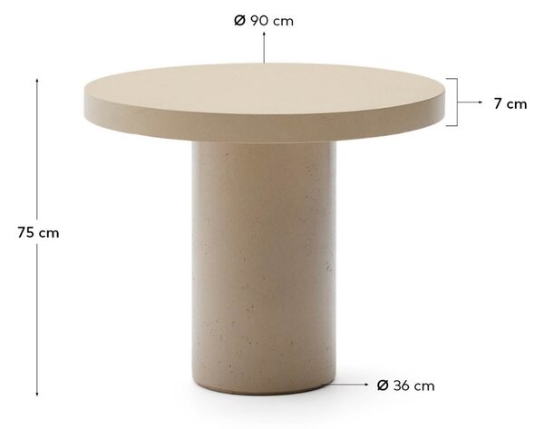 Kave Home Béžový cementový zahradní stůl Aiguablava 90 cm