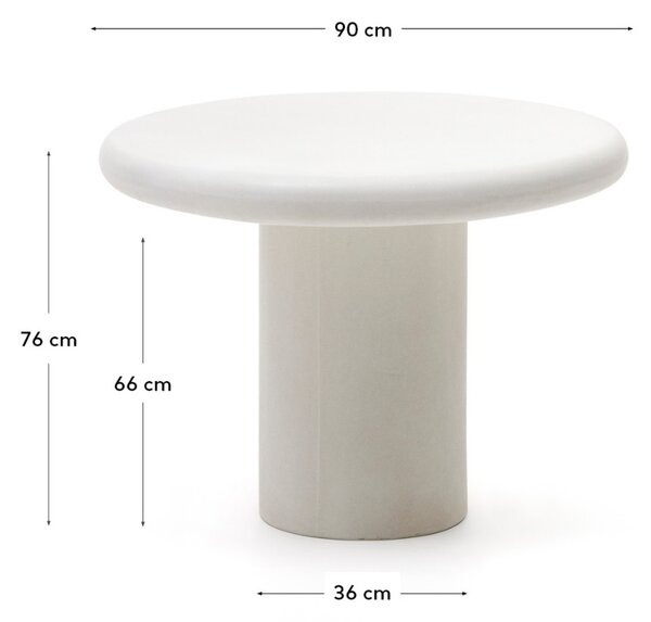 Bílý cementový zahradní jídelní stůl Kave Home Addaia 90 cm
