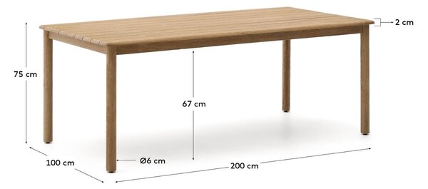 Kave Home Dřevěný zahradní stůl Sori 200 x 100 cm