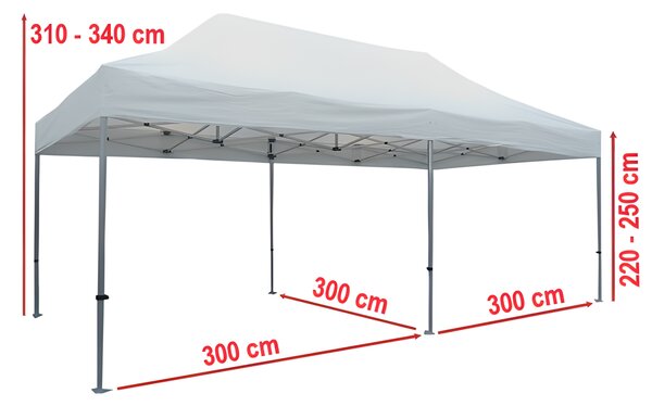 Nůžkový párty stan 3x6m ALU Premium – 4 plné bočnice barva Modrá