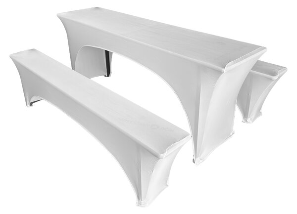 Strečová sada potahů na pivní set 180x50 cm – bílá barva Bílá