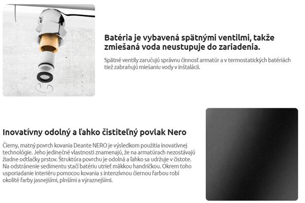 Deante Lima, dřezová baterie ve tvaru "U" s vytahovací sprškou, černá, BBM_N72M