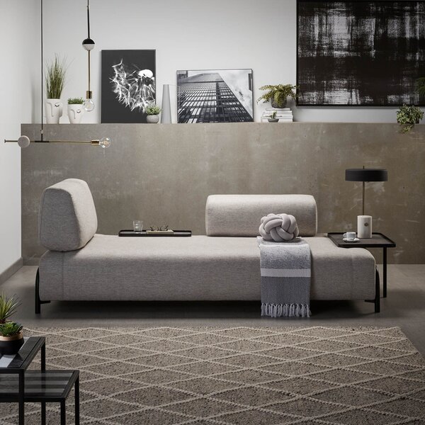 Béžovošedý polštář Kave Home Compo