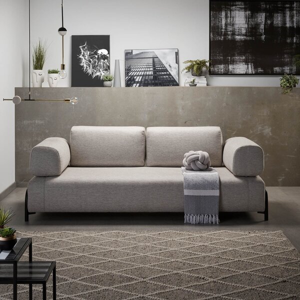 Béžovošedý polštář Kave Home Compo