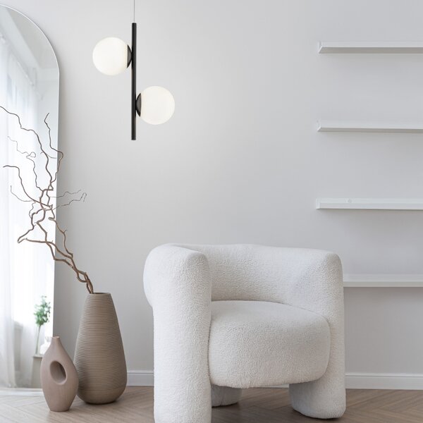 Opálově bílé skleněné závěsné LED světlo Nova Luce Nuvole 28,5 cm