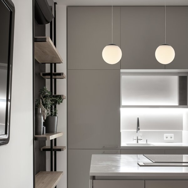Opálově bílé skleněné závěsné LED světlo Nova Luce Nuvole 13 cm