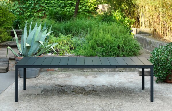 Nardi Antracitově šedý hliníkový rozkládací zahradní stůl Rio 210/280 x 100 cm