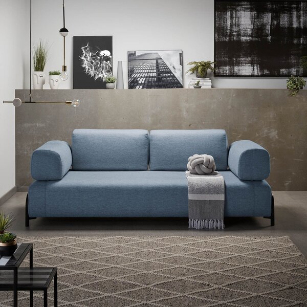 Modrý látkový polštář Kave Home Compo