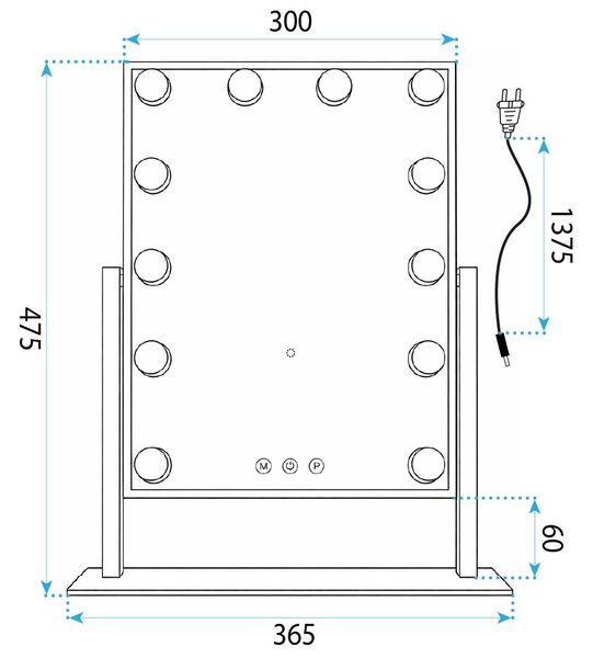 Rea Rea, Zrcadlo LED HOLLYWOOD White 30x40, HOM-12023