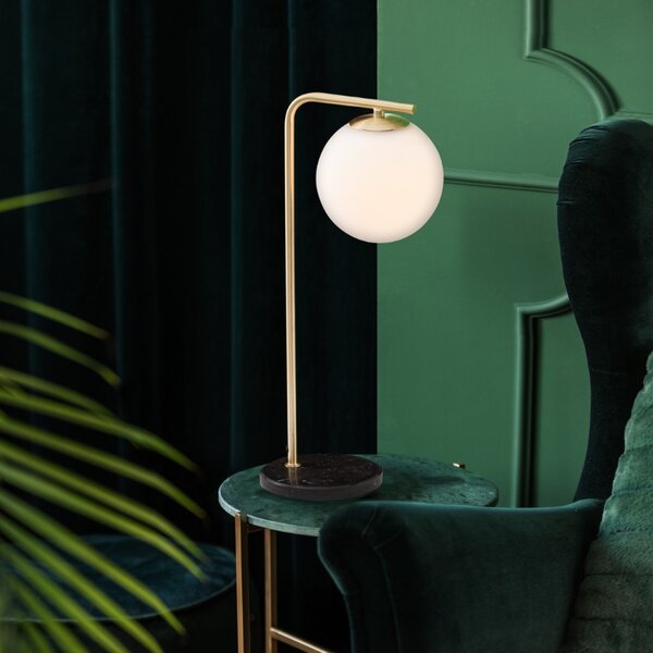 Opálově bílá skleněná stolní lampa Nova Luce Alvarez